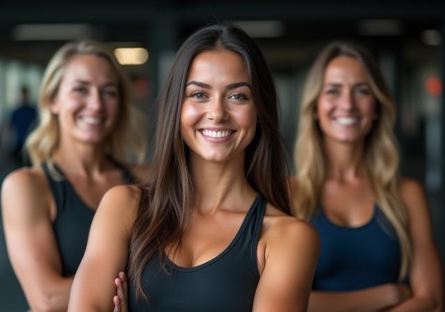 Friendly fitness trainers smiling warmly at Emirates Fitness Hub
